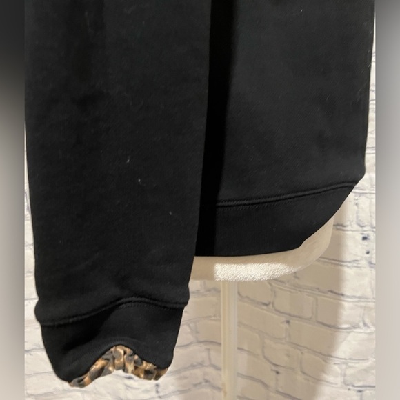 J. Crew Black Sweater With Animal Print Collar and Cuff Accent Size medium - Picture 4 of 8